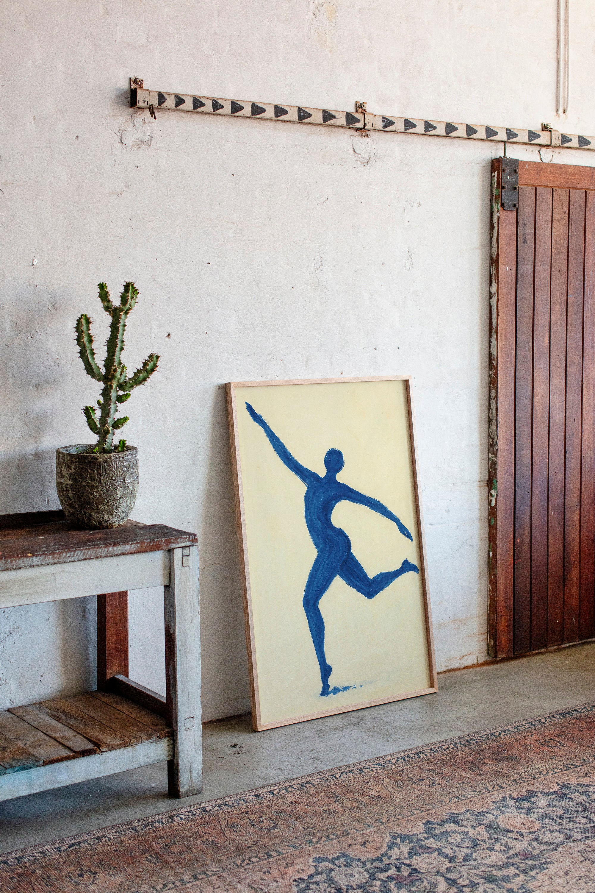 Leaping Figure in Indigo Grace