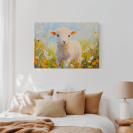Spring Lamb Among Golden Meadows