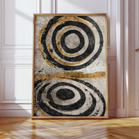 Golden Circles on Weathered Canvas