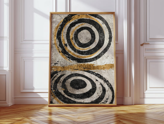 Golden Circles on Weathered Canvas