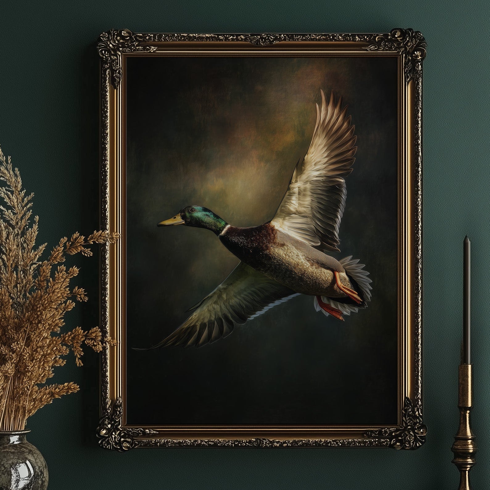Mallard Rising On Bronze Air