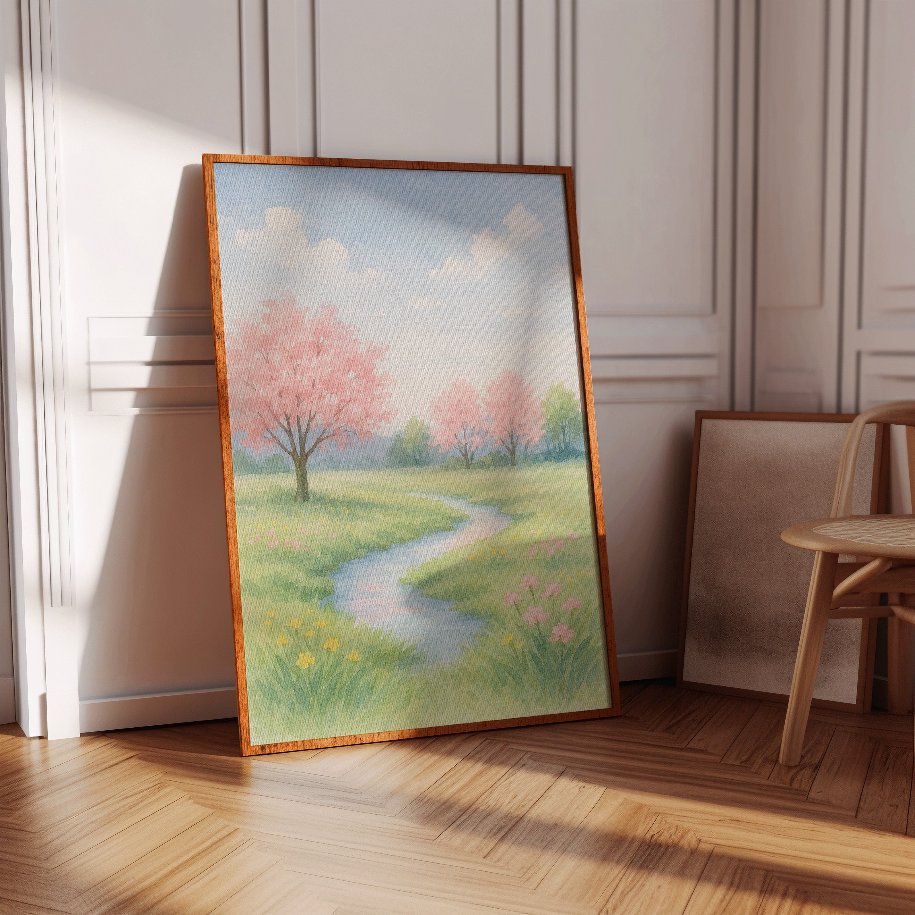 Spring Stream and Blossom Path