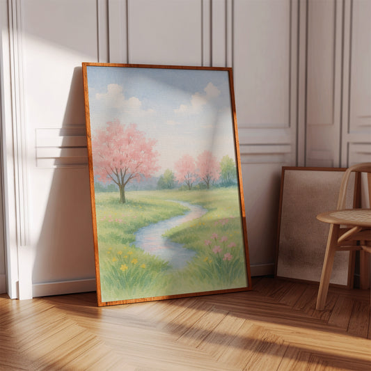 Spring Stream and Blossom Path