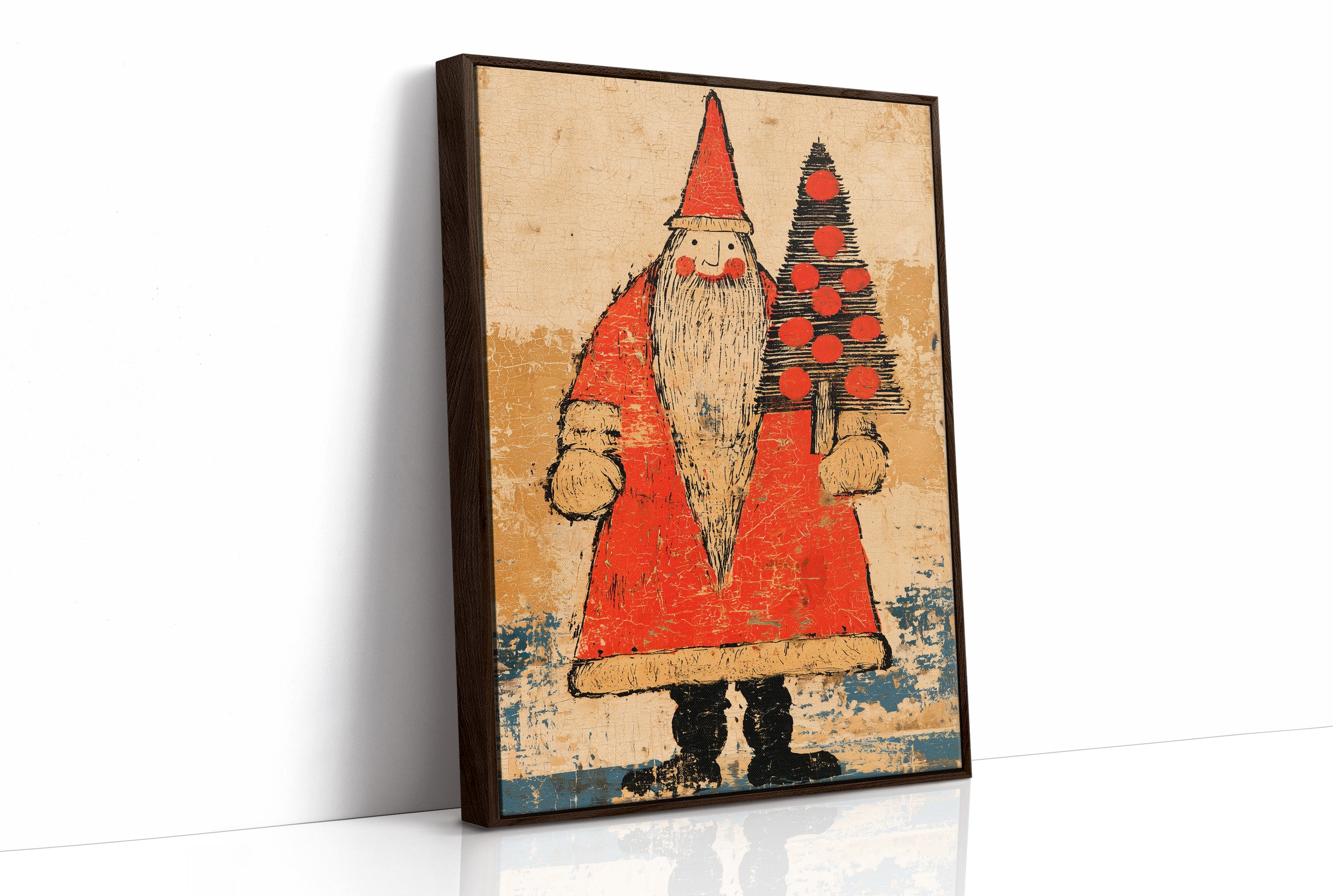 Primitive Santa & Tree