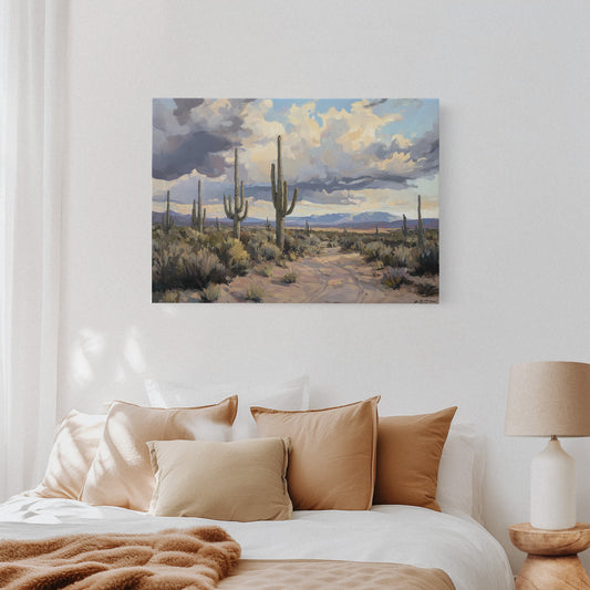 Desert Path Beckons Storm Clouds
