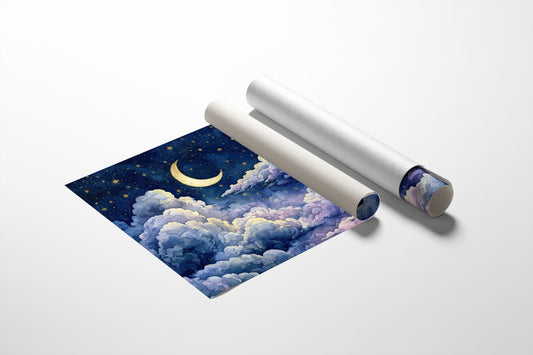Crescent Moon Above the Clouds