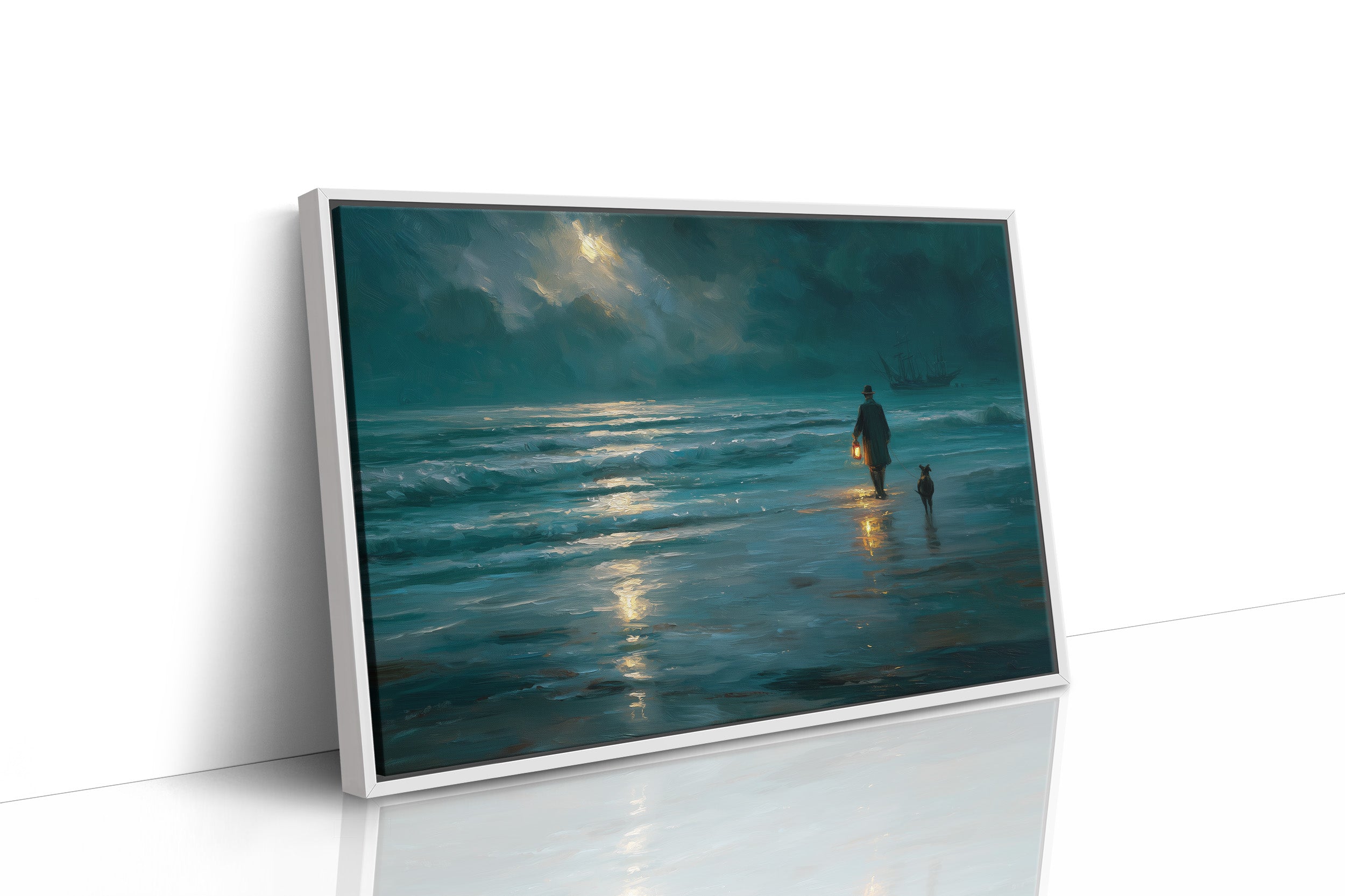 Midnight Walk Along Teal Waters