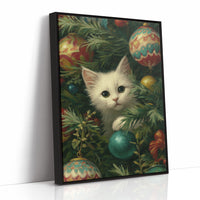 Curious Whiskers Among Festive Boughs