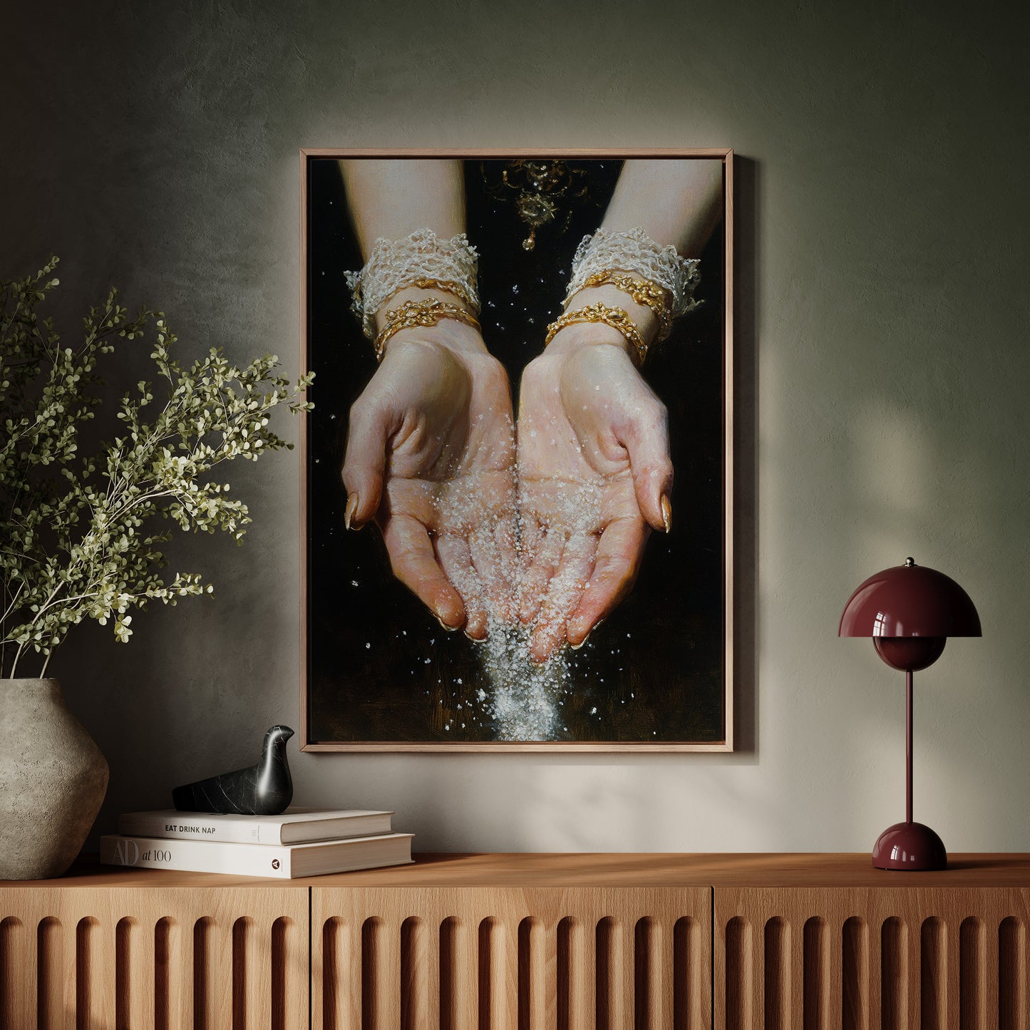 Glistening Moments Between Fingers