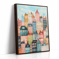 Colorful City Rowhouses Watercolor Print