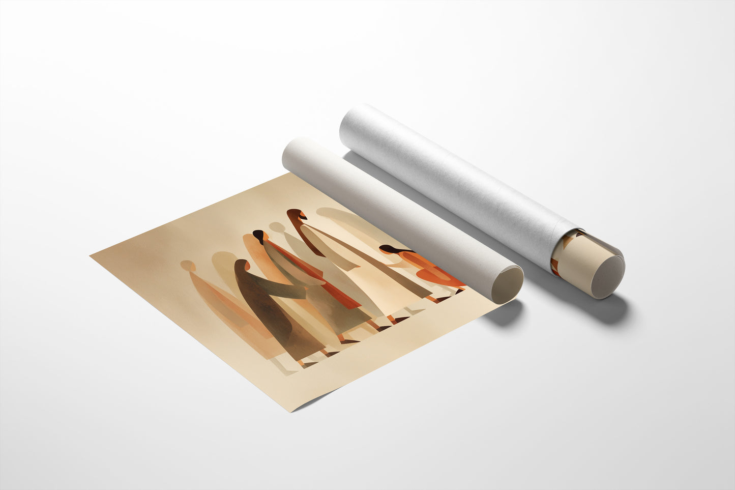 Figures Gather In Muted Tones