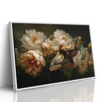 Moth Among Cream Peonies