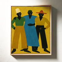 Three Figures Stand In Golden Light