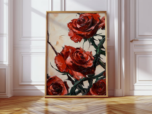 Crimson Roses with Thorns