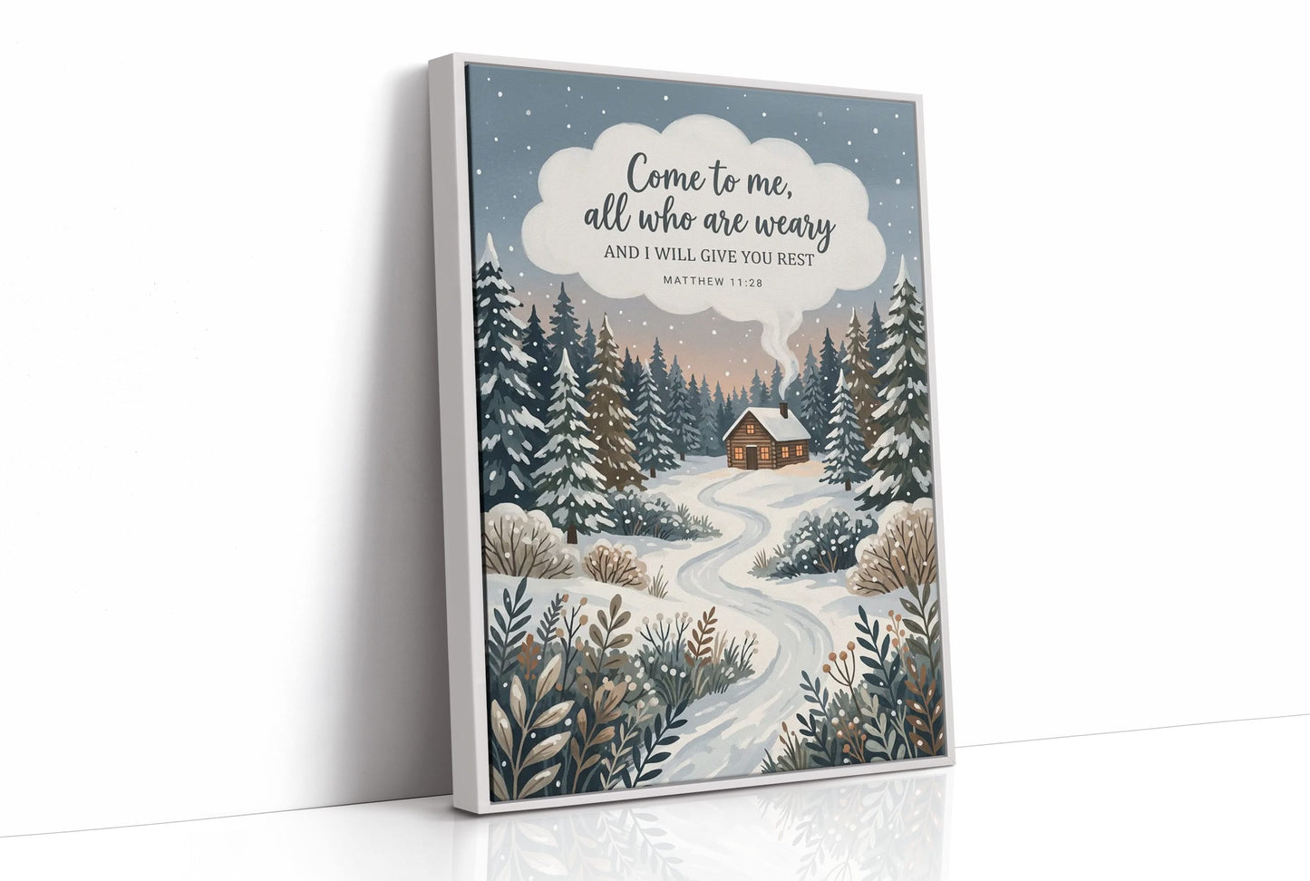 Come to Me, All Who Are Weary: Snowy Forest Cabin