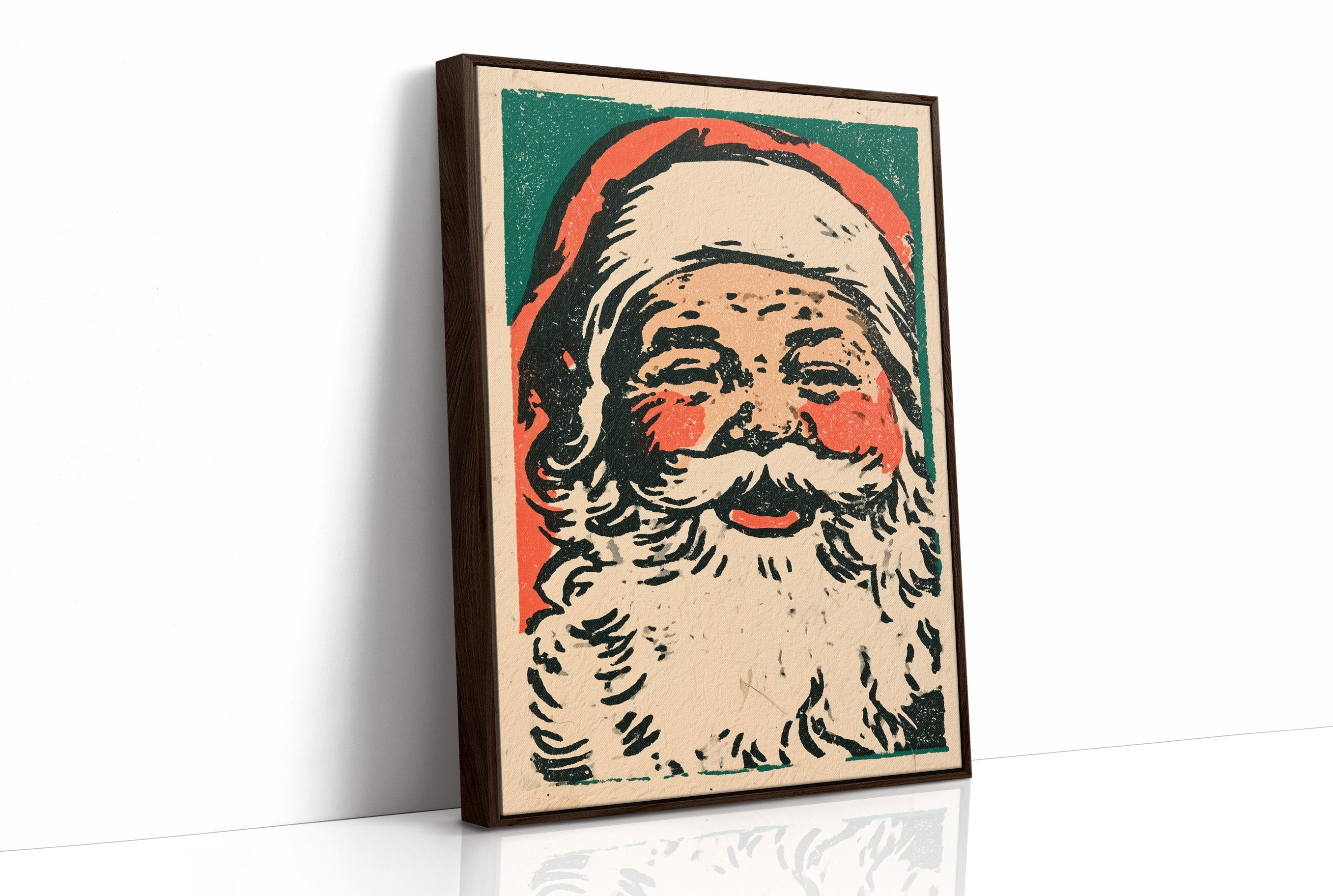 Linocut Santa Portrait