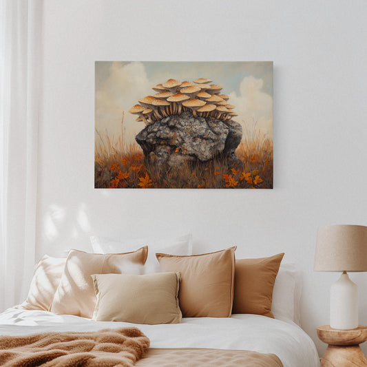 Autumn Mushrooms Crown Ancient Stone