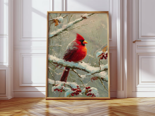 Crimson Among Frosted Branches