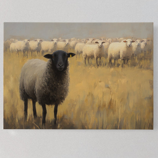 Black Sheep Leads Golden Meadow