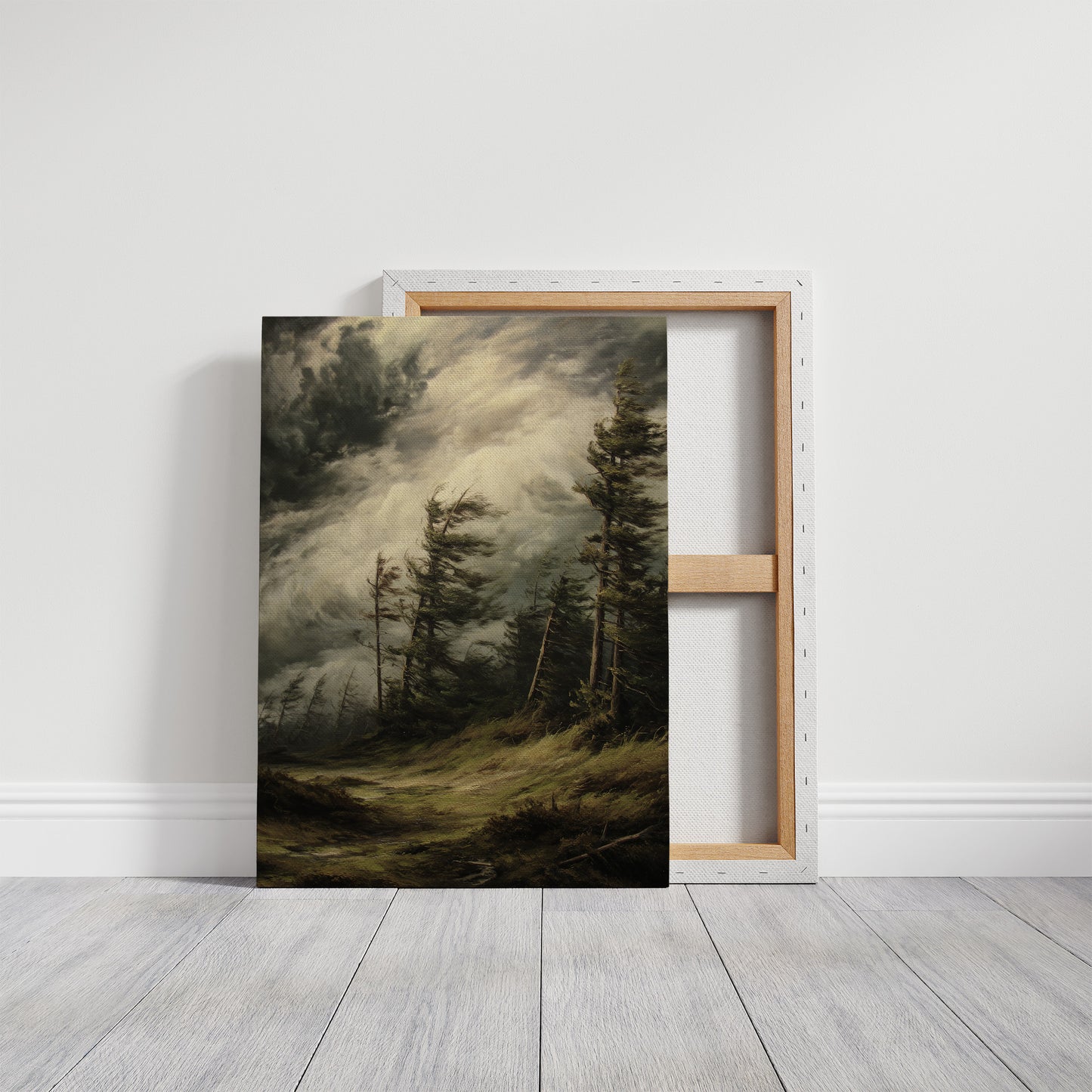 Storm Bends Pines Against Sky