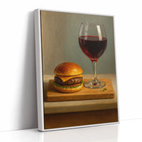 Burger and Bordeaux Still Life