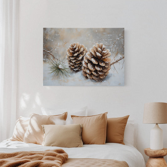 Pine Cones Catch December's First Snow