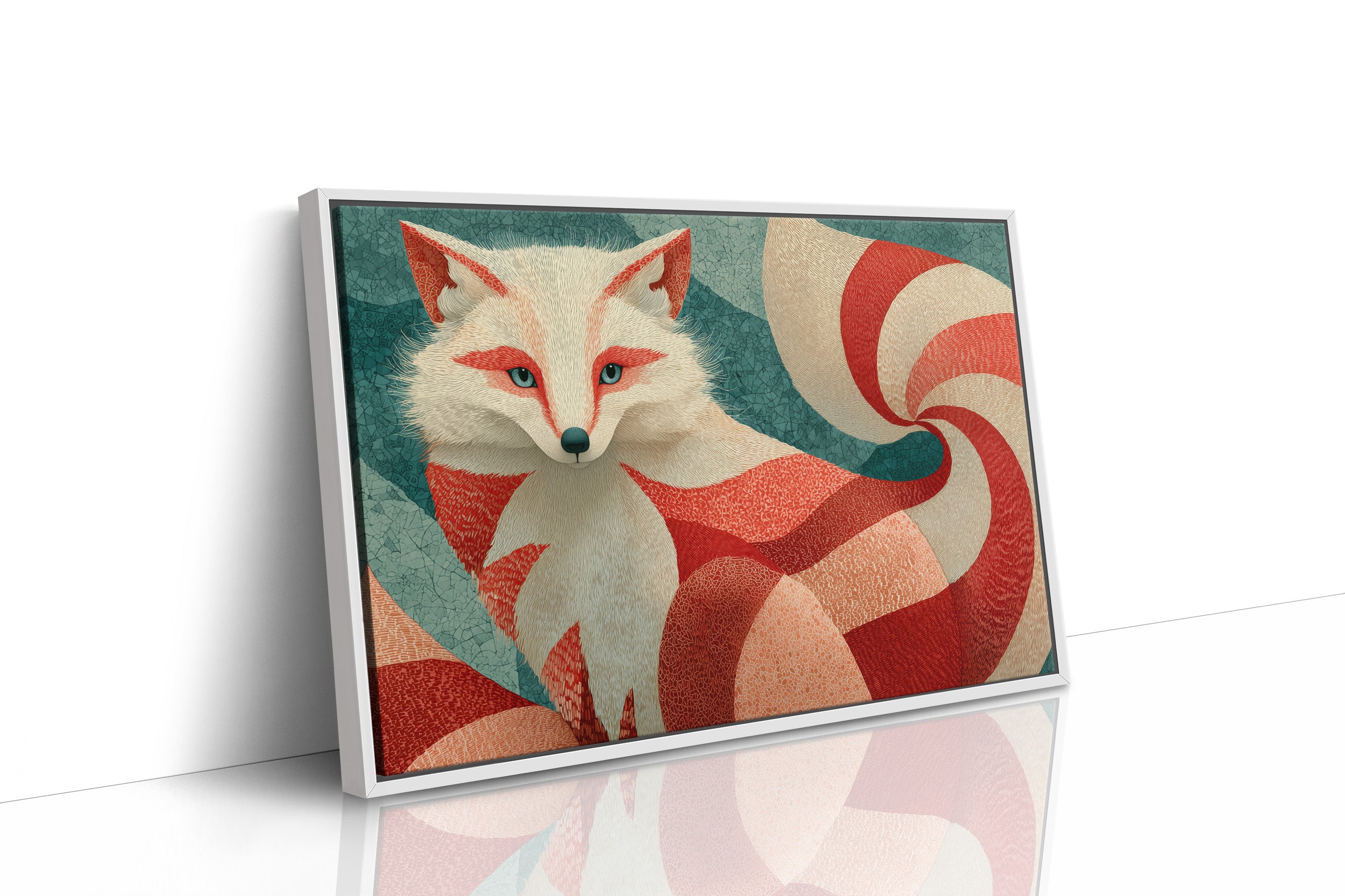 Nine-Tailed Fox in Crimson Swirls
