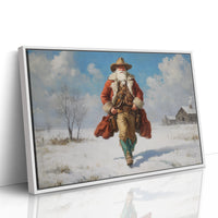 Frontier Santa Rides Through Winter Snow