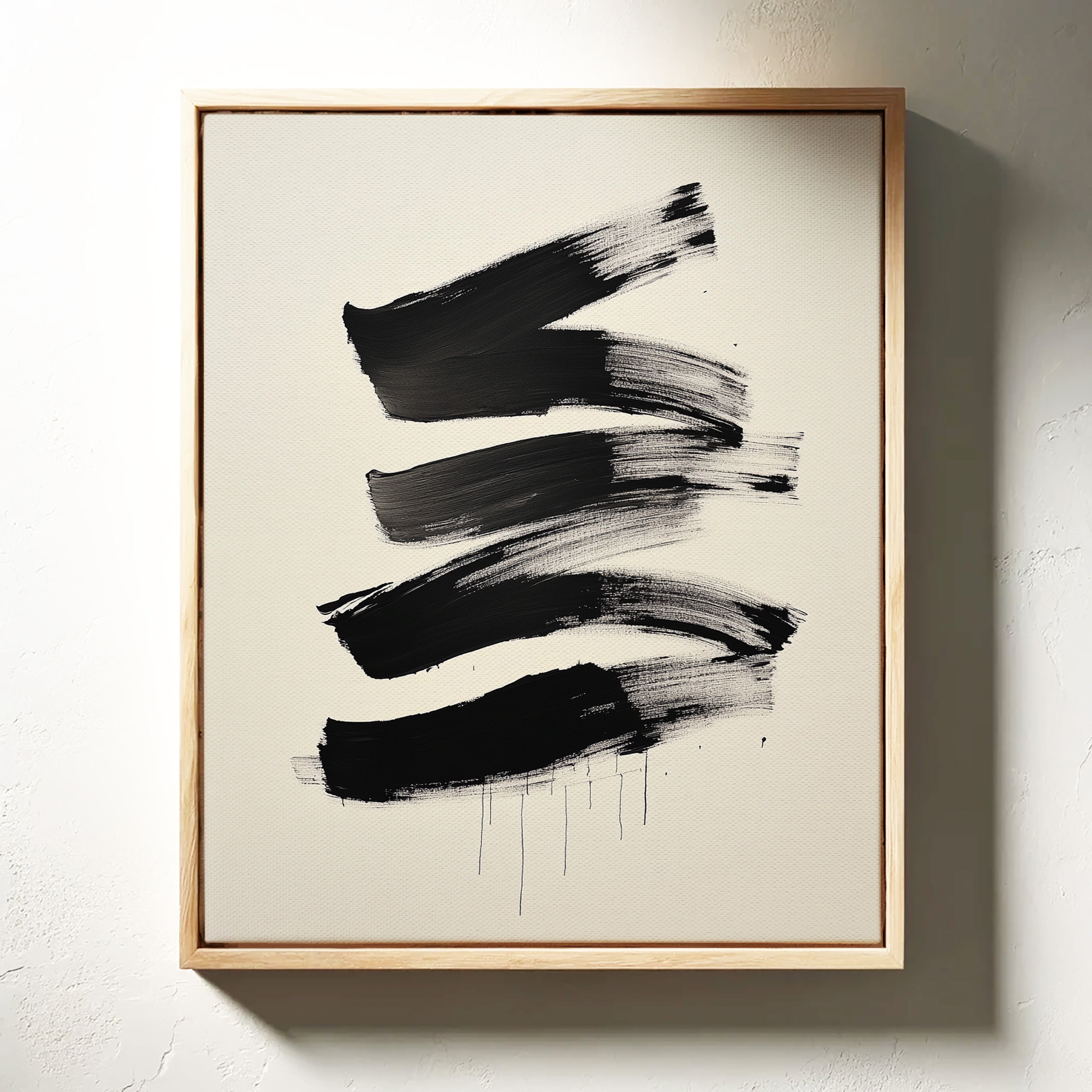 Black Strokes Dance Through Rain