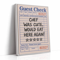 Funny Guest Check Wall Art – “Chef Was Cute” Diner Poster