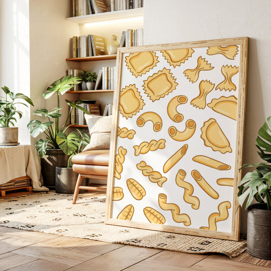 Pasta Shapes Dance In Golden Light