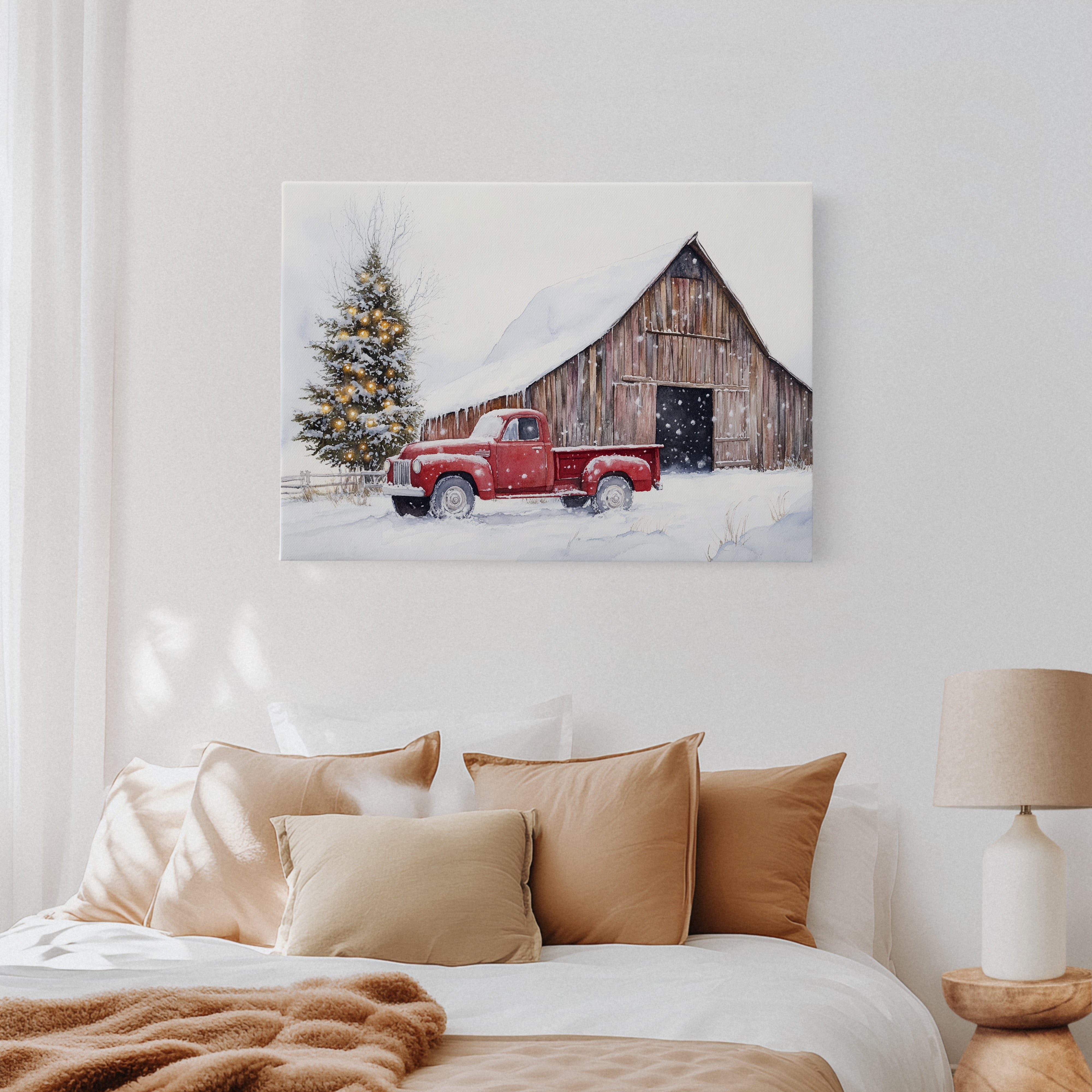 Red Pickup Brings Christmas Home