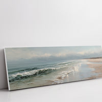 Soft Ocean Waves on a Serene Misty Shore