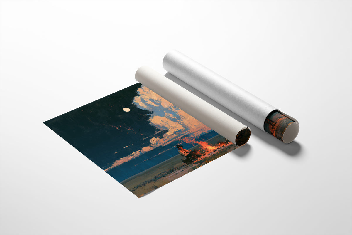 Campfire Under a Towering Cloud
