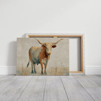 Longhorn's Stoic Gaze Across Prairie Whispers