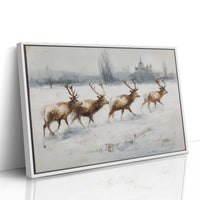 Winter Stags Cross Ancient Castle Grounds
