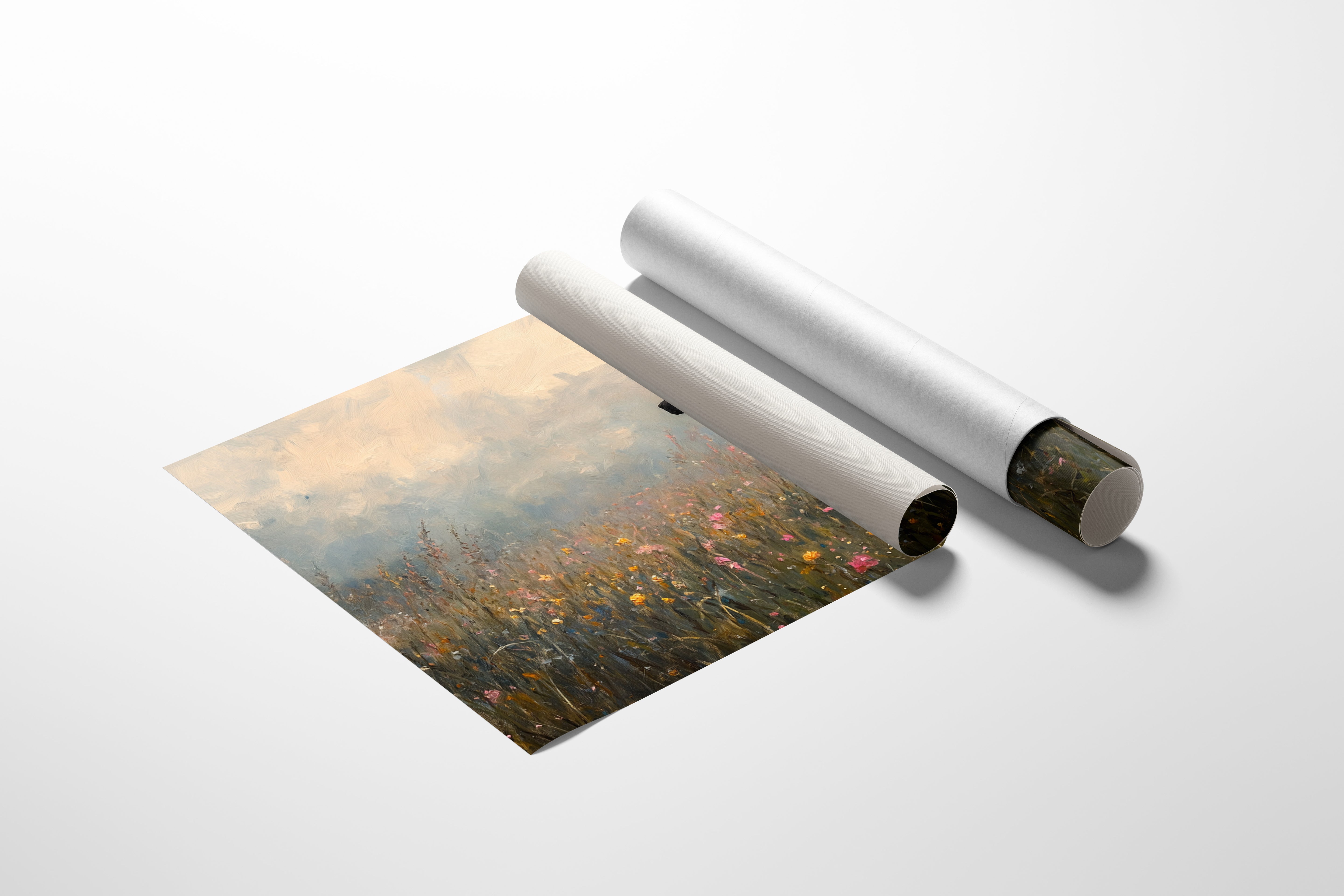 Serene Black Lab in Wildflowers – Rustic Dog Art Print