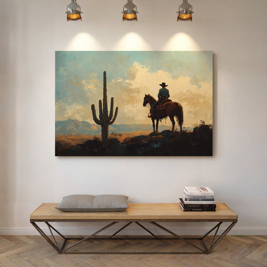 Cowboy Sundown by the Saguaro