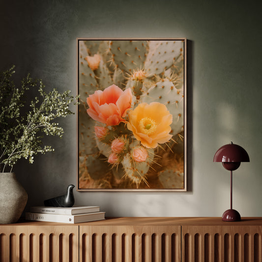 Blooming Cactus in Desert Light