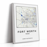 Fort Worth, Mapped in Navy & Gold