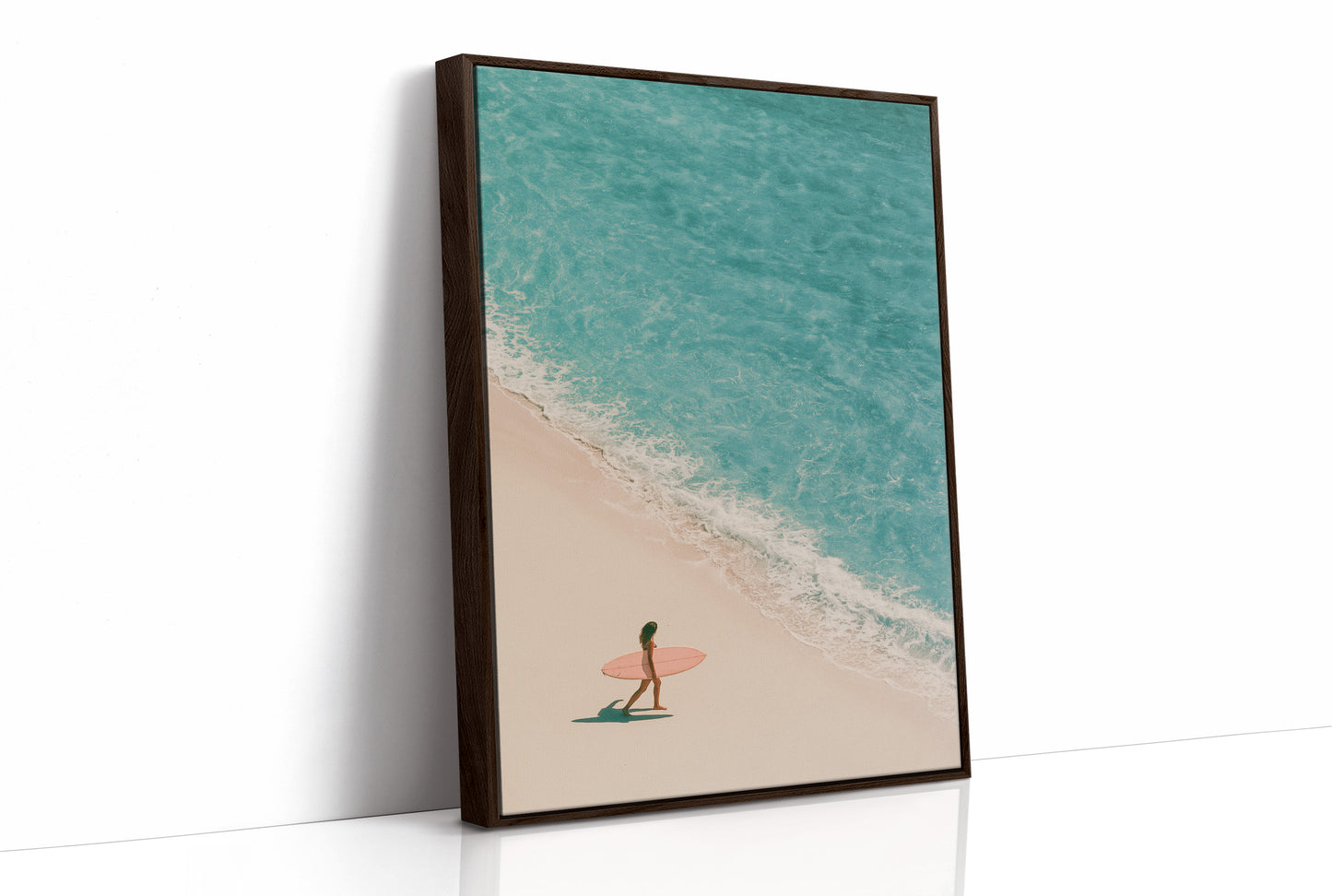 Aerial Surfer Turquoise Shoreline