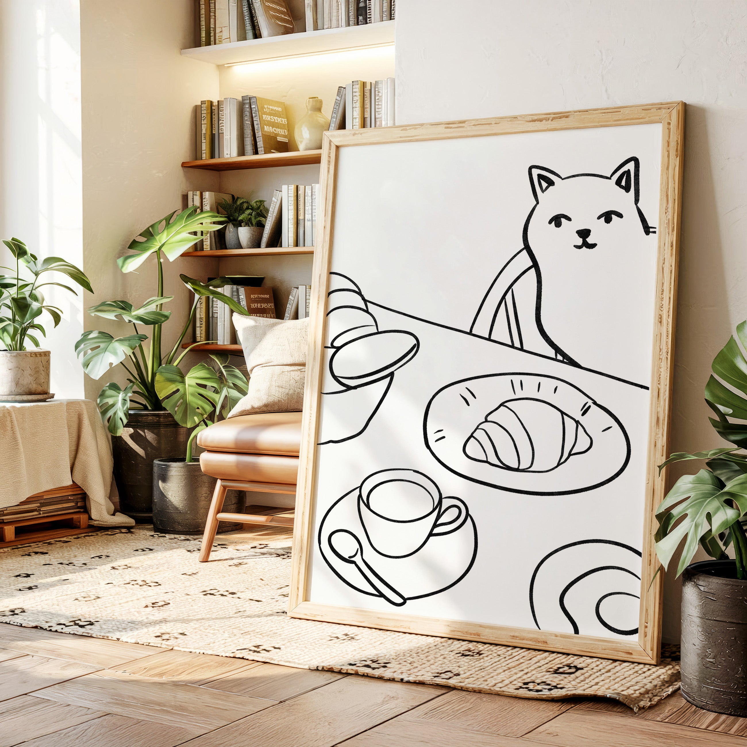Morning Croissants Tempt Curious Cat