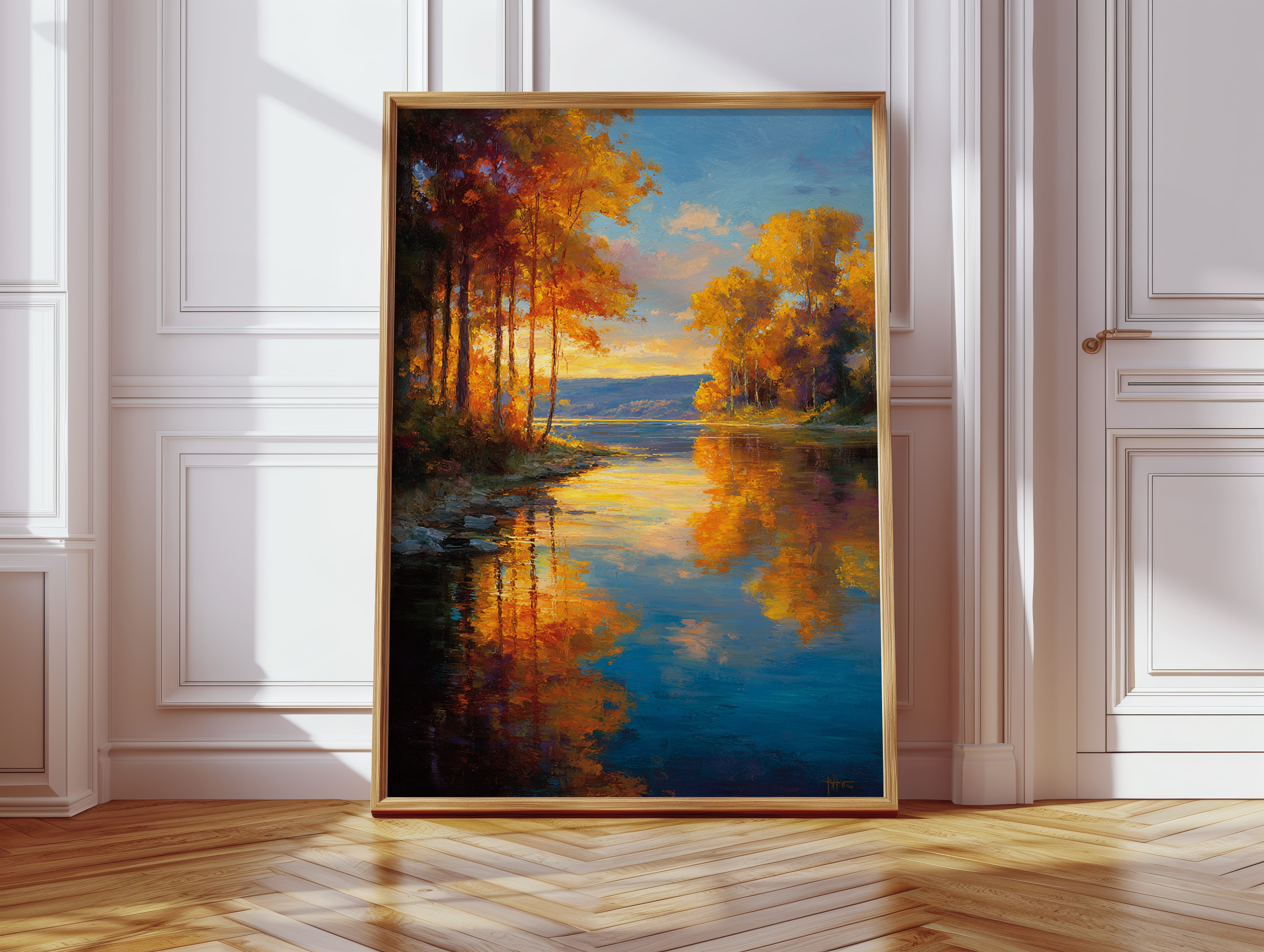 Golden Reflections on Calm Waters