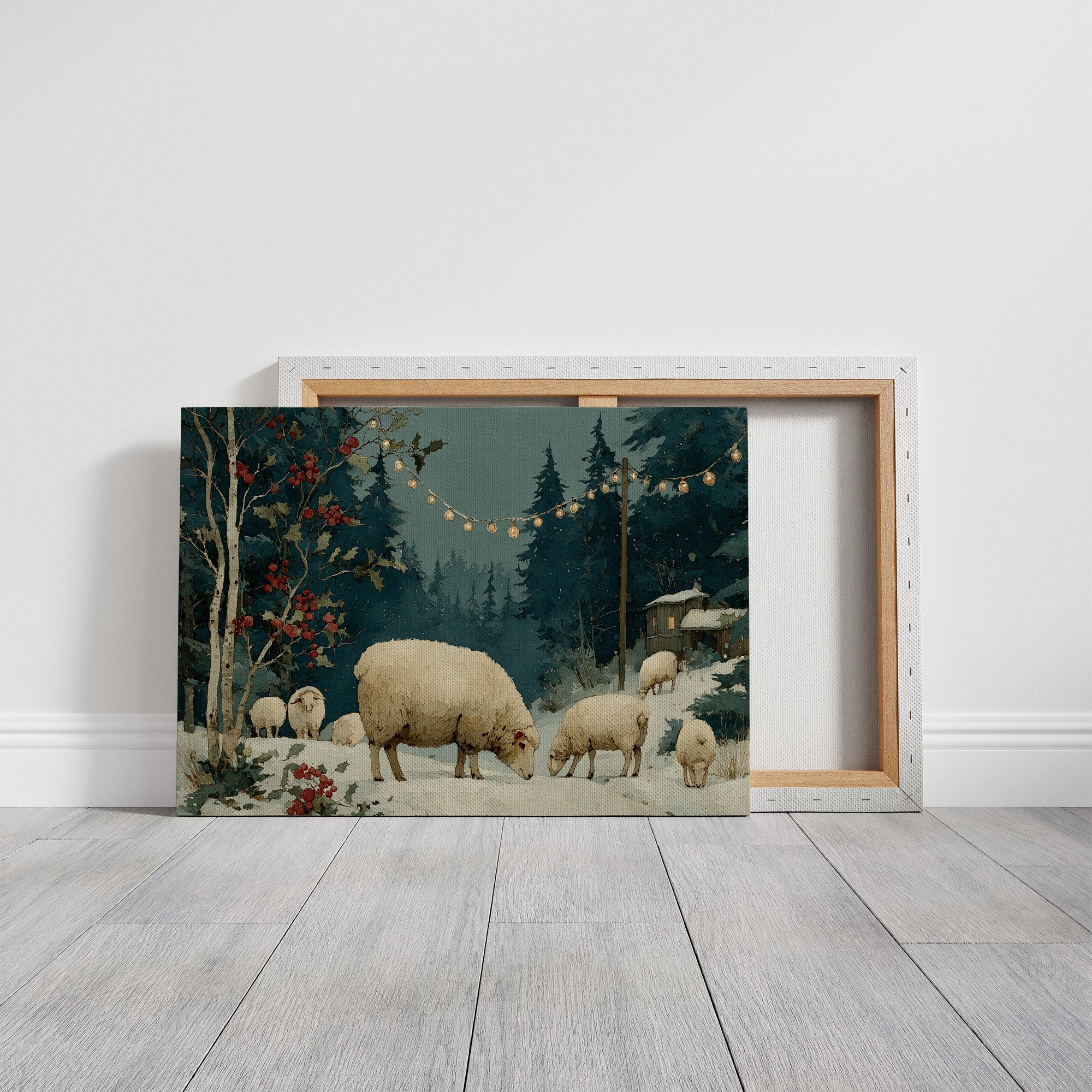 Sheep Under Winter Lights