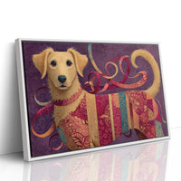 Golden Puppy in Patchwork Ribbons