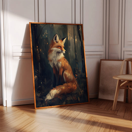 Fox Wall Art – Mystical Forest Print, Woodland Animal Decor, Nature-Inspired Painting