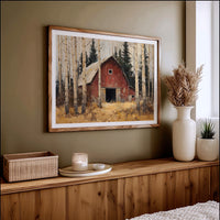 Birch Trees Guard Autumn's Barn