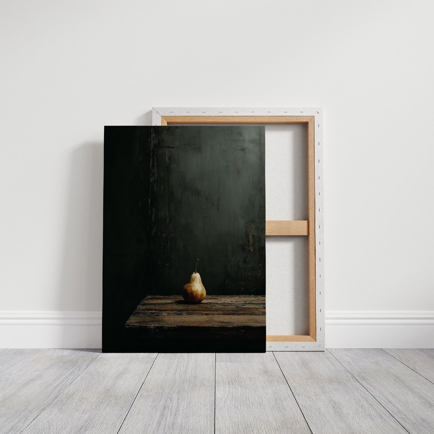 Solitary Pear in Emerald Darkness