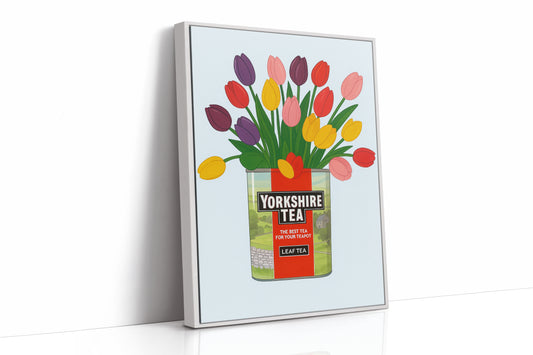 Tulips in a Yorkshire Tea Tin