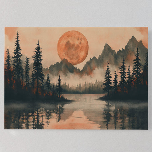 Copper Moon Bathes Mountain Lake